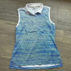 🔥Nike🔥 | Golf tour palmilla performance sleeveless white and  blue polo shirt